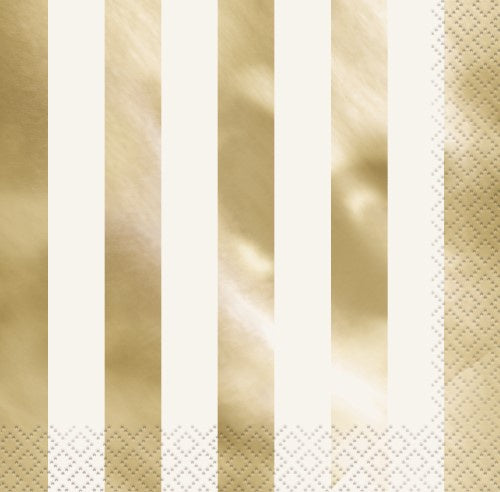 16pk Small Gold Stripes Napkins